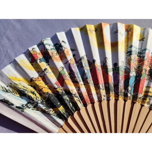 Korean Mulberry Paper Bamboo Hanji Hand Fan Congress Of Entomology GANGGANGSULAE - Picture 6 of 12